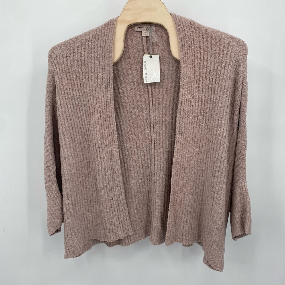 NWT‎ Barefoot Dreams Women's 3X CozyChic Lite Ribbed Cardigan Faded Rose